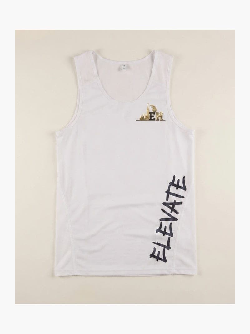 Elevate Compression Tank – White / Gold Logo
